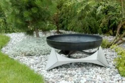 SvenskaV Design Feuerschale Arka XXL - Ø 63 Cm - Rohstahl Mit Edelstahlfuß