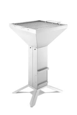 Thüros Holzkohlegrill T3-4F / Edelstahl Säulengrill 42x42 Cm 4 Fuß Inkl. Windansteckblech Und Kohleschacht