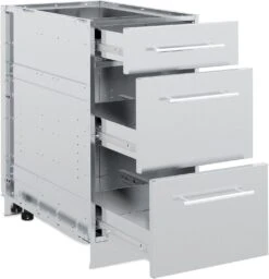 Broil King Outdoor Küche Komplettset Mit Imperial S570 PRO Built In Gasgrill Mit Drehspieß, Gasflaschenschrank Und 3er Schubladenschrank -Angebote Grillgarten Store 802500 Broil King Outdoor Kueche Schrank 3 Schubladen offen 1