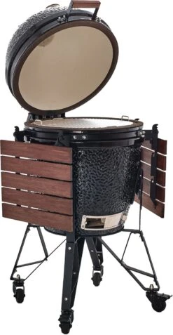 The Bastard Keramikgrill Classic Large - Complete - Schwarz Glänzend - Modell 2023 -Angebote Grillgarten Store Bastard Grill Large Complete Deckel Seitentische BC201