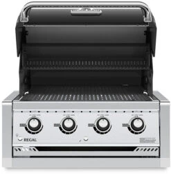 Broil King Regal 420 Black Einbaugrill - Grillfürst Deal Mit Zusätzlichen Edelstahl Grillrosten - Modell 2023 -Angebote Grillgarten Store Broil King Einbaugrill 985652 Regal 420 Deckel offen 1