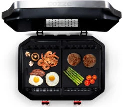 COZZE Plancha 600 / Plancha Grill Mit 2 Gusseisen Grillplatten -Angebote Grillgarten Store COZZE Plancha 600 2 Brenner Gasgrill Food Topview