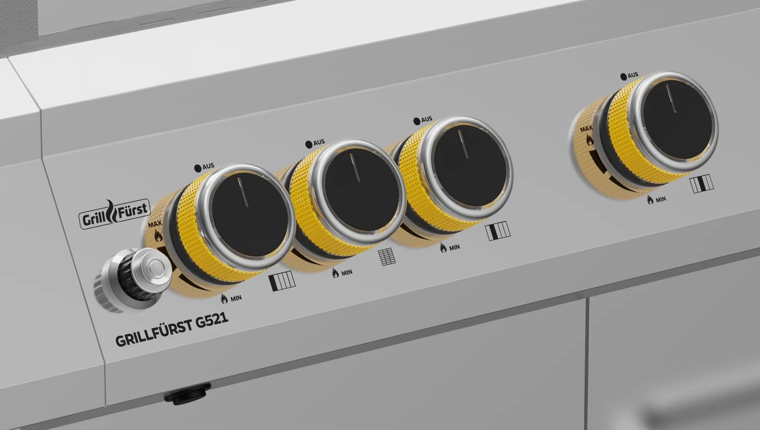 Grillfürst G521G 5-Brenner Edelstahl-Gasgrill Borussia Dortmund Edition Mit Hochtemperaturbrenner, Heckbrenner Und Gusseisen Rosten 5 Grillfürst G521G 5-Brenner Edelstahl-Gasgrill Borussia Dortmund Edition Mit Hochtemperaturbrenner, Heckbrenner Und Gusseisen Rosten – Bild 5