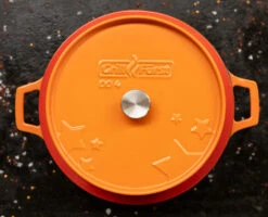 Grillfürst Emaillierter Dutch Oven Ohne Füsse DO4 - Orange -Angebote Grillgarten Store Grillfuerst Dutch Oven DO4 orange Deckel Emaillie