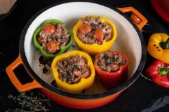 Grillfürst Emaillierter Dutch Oven Ohne Füsse DO7,5 - Orange -Angebote Grillgarten Store Grillfuerst Dutch Oven farbig Beispiel DO7 5 orange Mood Paprika