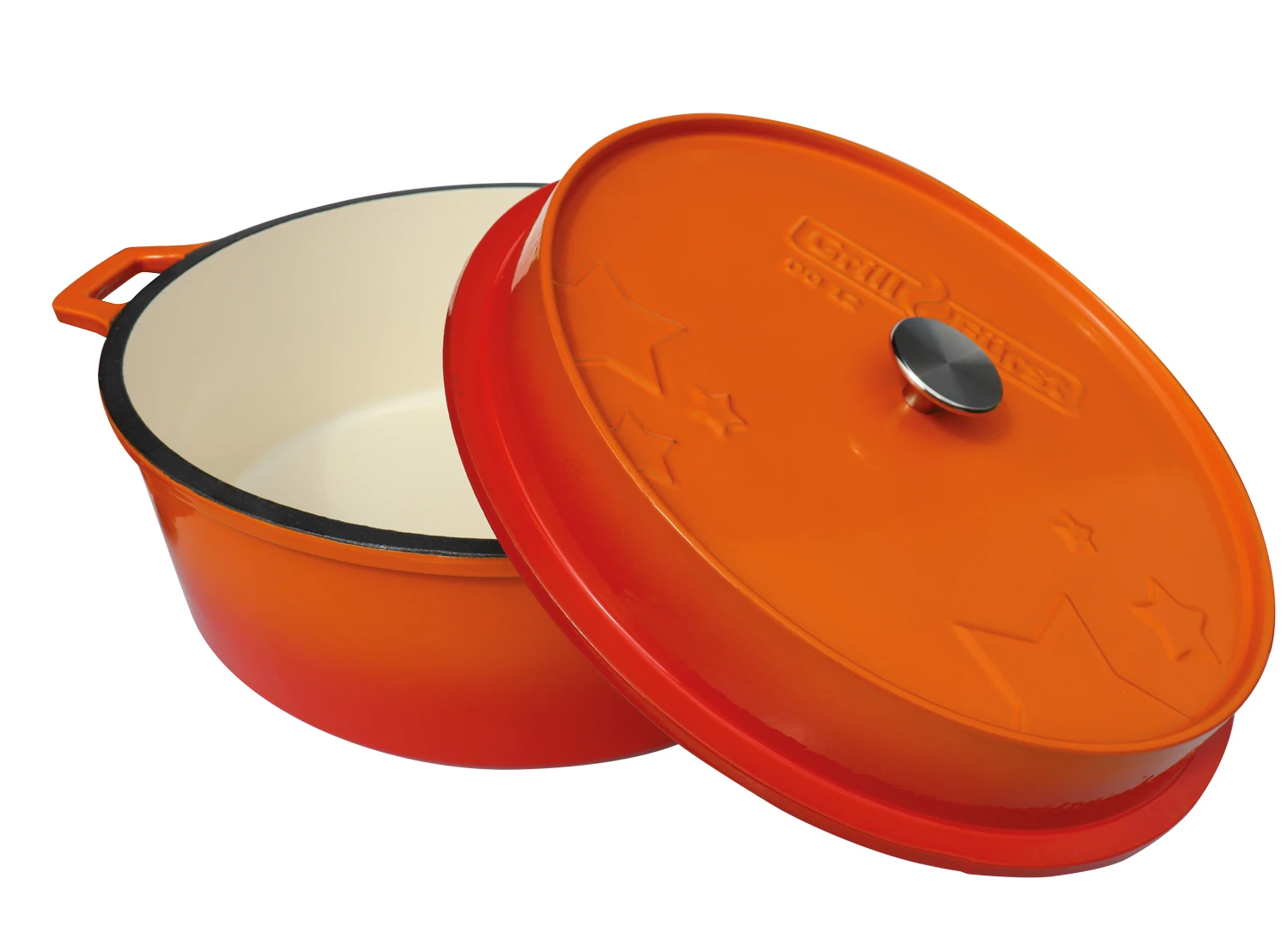 Grillfürst Emaillierter Dutch Oven Ohne Füsse DO12 - Orange 1 Grillfürst Emaillierter Dutch Oven Ohne Füsse DO12 - Orange