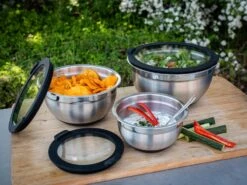Grillfürst BBQ 3er Edelstahlschüssel Set Mit Glasdeckel -Angebote Grillgarten Store Grillfuerst Edelstahlschuessel Set mit Glasdeckel