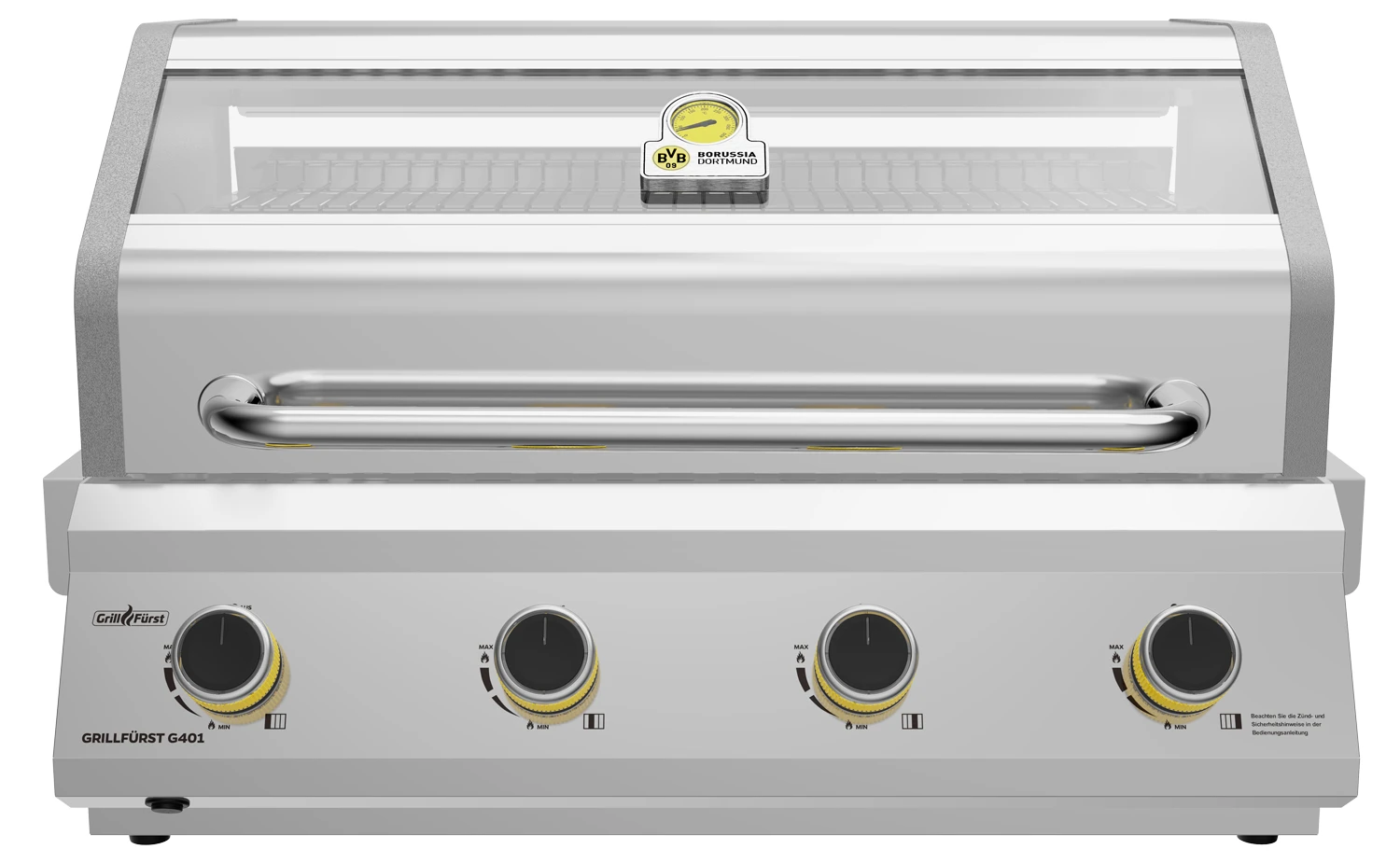 Grillfürst G401E Borussia Dortmund Edition 4-Brenner Edelstahl - Einbaugrill Mit Edelstahl Rosten 1 Grillfürst G401E Borussia Dortmund Edition 4-Brenner Edelstahl - Einbaugrill Mit Edelstahl Rosten