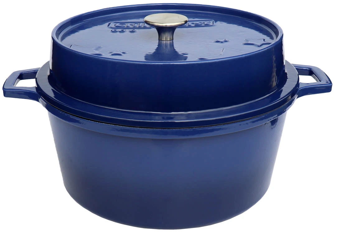 Grillfürst Emaillierter Dutch Oven Ohne Füsse DO6 - Blau 2 Grillfürst Emaillierter Dutch Oven Ohne Füsse DO6 - Blau – Bild 2