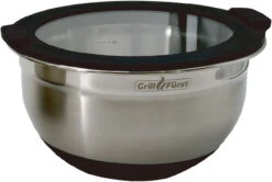 Grillfürst BBQ 3er Edelstahlschüssel Set Mit Glasdeckel -Angebote Grillgarten Store Grillfuerst edelstahl Schuessel klein Glasdeckel