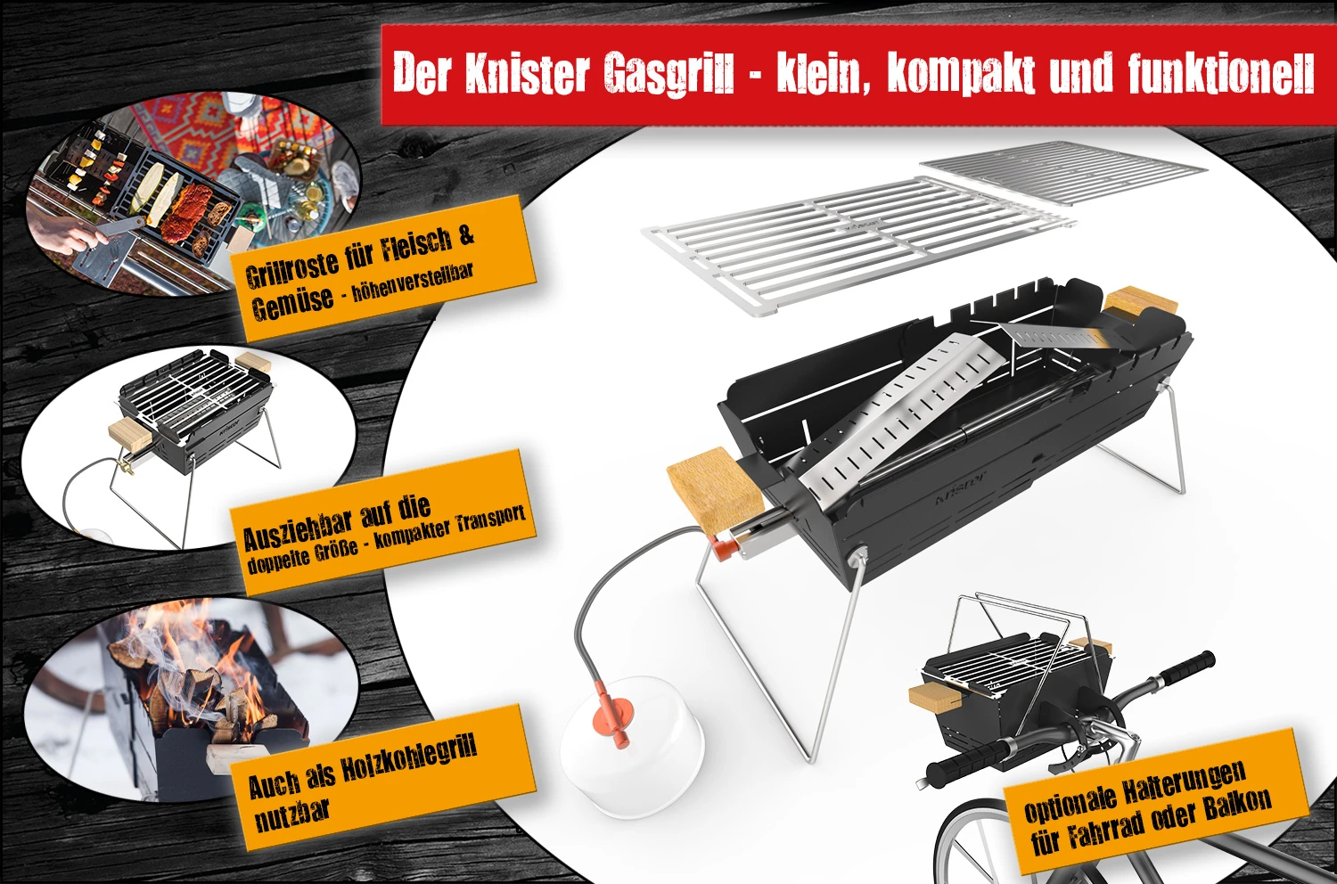 Knister Gasgrill - Ausziehbarer Kompaktgrill 1 Knister Gasgrill - Ausziehbarer Kompaktgrill