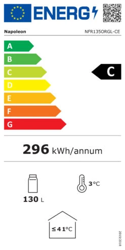 Napoleon Outdoor - Kühlschrank, 135 Liter, Rechtsdrehende Tür Mit Doppelverglasung Und LED Beleuchtung - Wasserdicht Nach IP24 -Angebote Grillgarten Store Napoleon Kuehlschrank Energieeffizienz