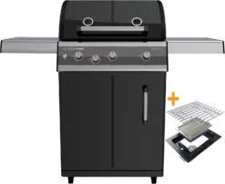 Outdoorchef Dualchef 325 G Gasgrill Mit Seitenkocher + BLAZING ZONE Infrarotbrenner + DGS Gusseisen Grillrost 2 Stk. + DGS Gemüse Grillrost 2 Stk.
