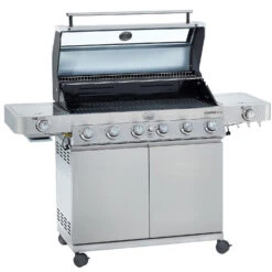Rösle Edelstahl Gasgrill Videro G6-S VARIO+ - Limited Edition Modell 2023 - SMART Deal Inkl. Grillfürst Grill Control -Angebote Grillgarten Store Roesle Videro 25528 G6 S Edelstahl Deckel offen 3