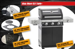 Rösle Gasgrill Videro G3-S VARIO+ Schwarz - Modell 2023 - X-DEAL Inkl. Abdeckhaube, Grillplatte Und Drehspieß -Angebote Grillgarten Store Roesle Videro G3 S Vario Gasgrill Highlights 1