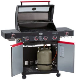 Rösle Videro G4-S VARIO+ Schwarz Gasgrill - FC Bayern Edition -Angebote Grillgarten Store Roesle Videro G4 S FC Bayern Unterschrank offen