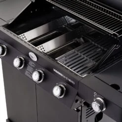 Rösle Gasgrill Videro G4-S Vario+ Nero Schwarz - Modell 2023 - X-DEAL Inkl. Abdeckhaube, Grillplatte Und Drehspieß -Angebote Grillgarten Store Roesle Videro G4 S Vario NERO matt schwarz Gusseisenroste