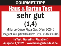 COZZE Pizzaofen Gas 34 Cm (13") Mit Thermometer - Inkl. Pizzastein -Angebote Grillgarten Store Testlogo Cozze Pizzaofen Gas 90342