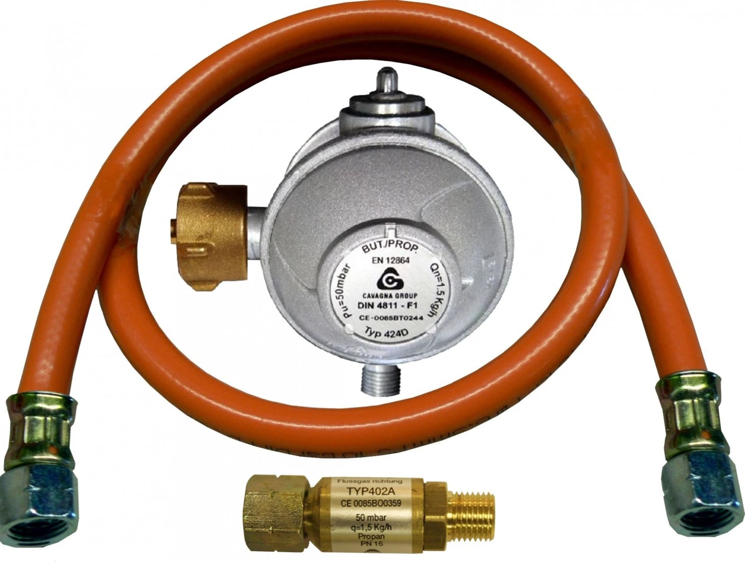 TGO Anschlußgarnitur Gewerbe, Fasche, 1/4“L, 50mbar 1 TGO Anschlußgarnitur Gewerbe, Fasche, 1/4“L, 50mbar